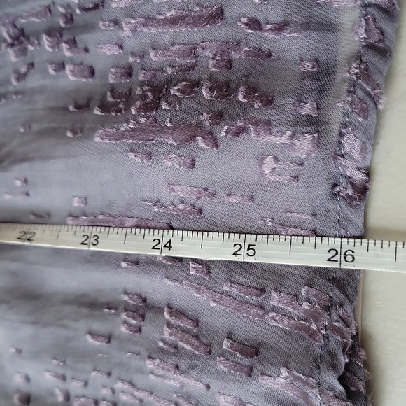 New York & Co Sheer Silk Blend Button-Up Blouse Long Sleeves Purple Gray Large - Picture 15 of 16